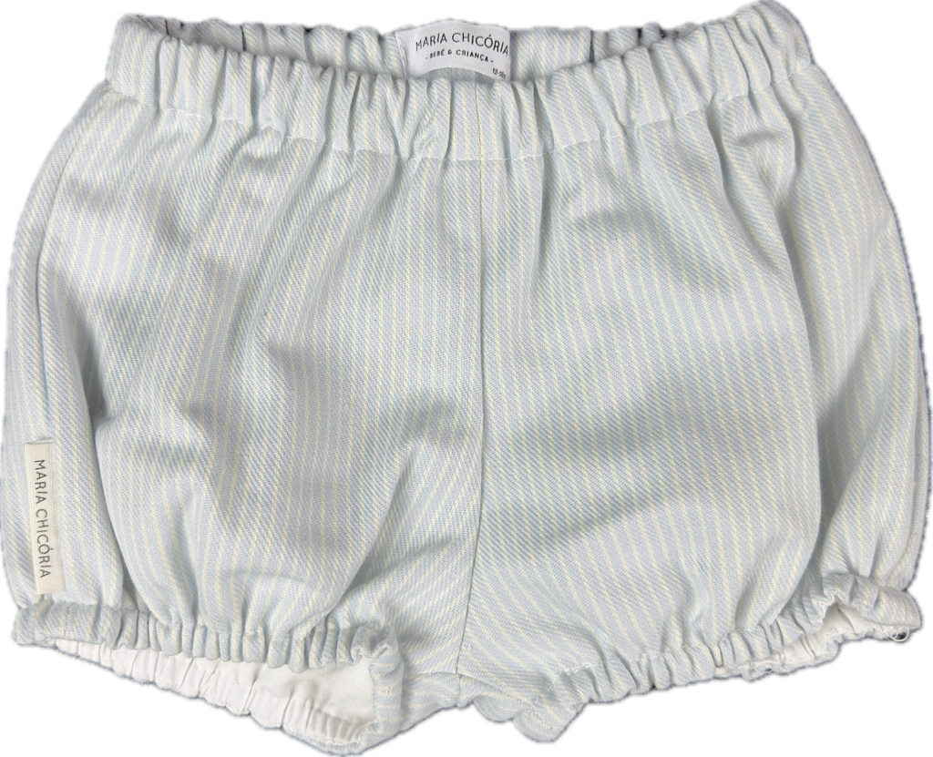 Calções/ tapa fraldas sarja de riscas azul - Blue striped twill shorts/diaper cover
