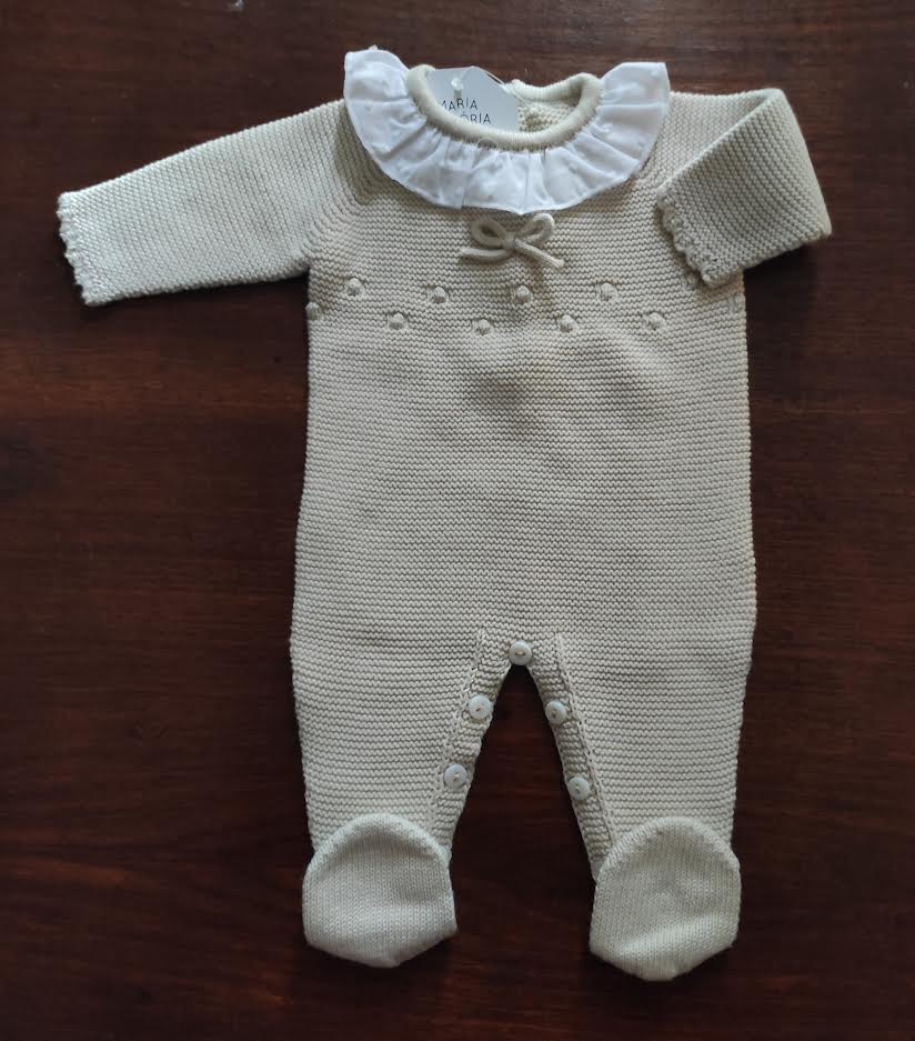 Babygrow malha Beige com gola